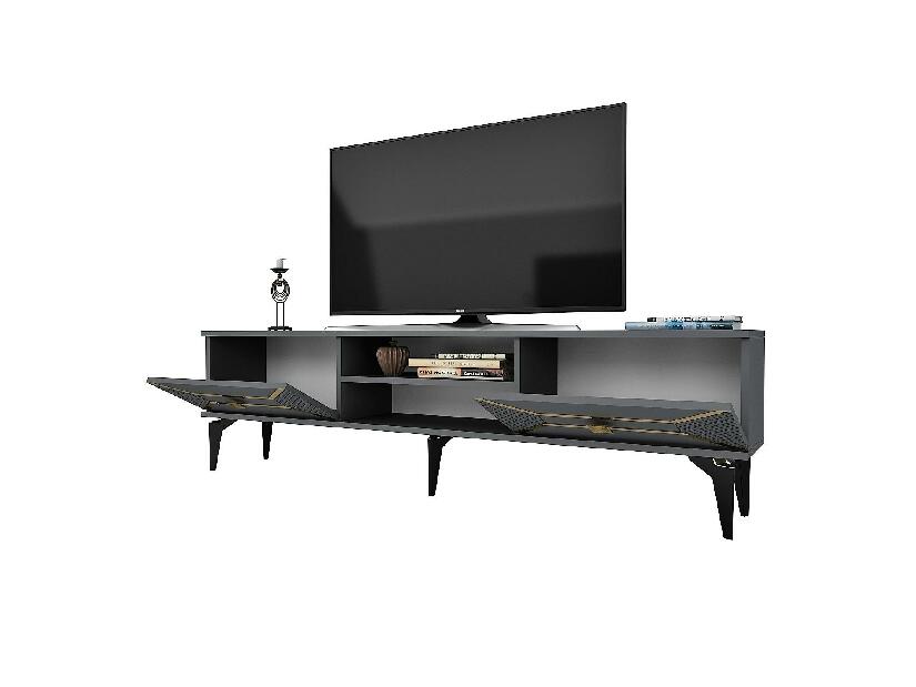 TV asztal/szekrény Velono (antracit + arany) 