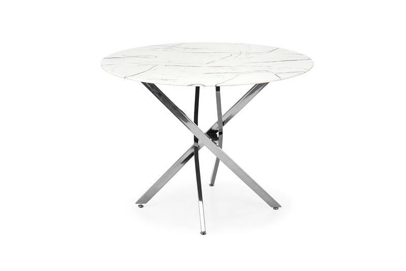 Masă de sufragerie Raunds 3 (alb + argintiu) (pentru 4 persoane)