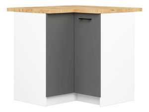 Rohová dolná kuchynská skrinka Organo S 90/90 (biela + grafit)
