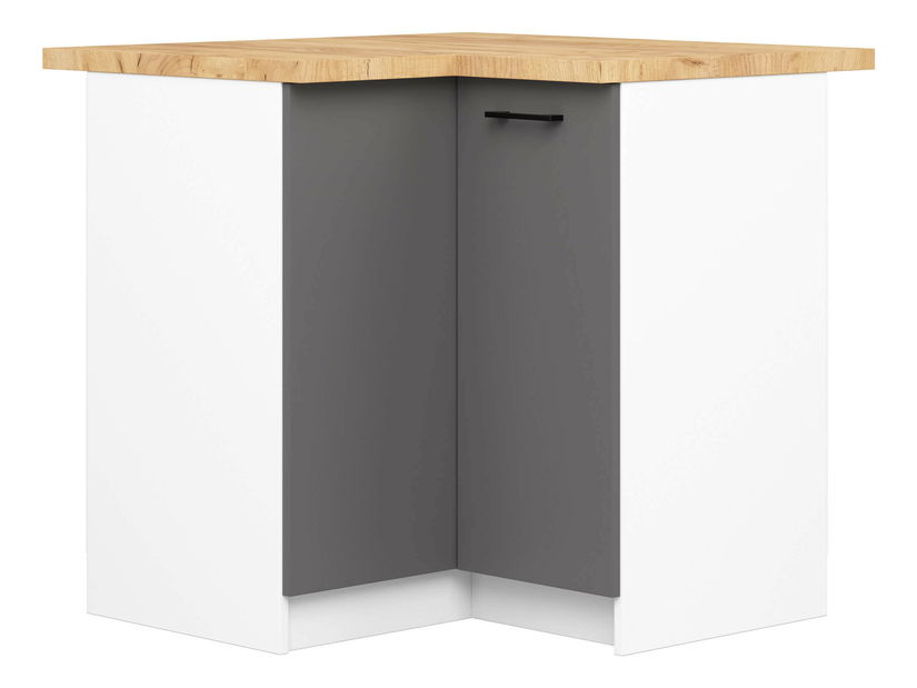 Rohová dolná kuchynská skrinka Organo S 90/90 (biela + grafit)