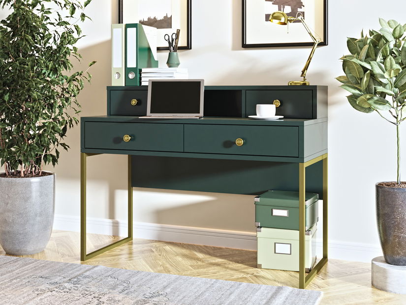 Toaletný stolík Cardinal (tmavozelená + zlatá)
