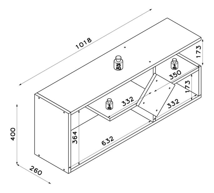 TV stolík Nanosa (biela + dub) 