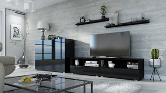 Set za dnevni boravak Berny 37 (crna + crni sjaj)