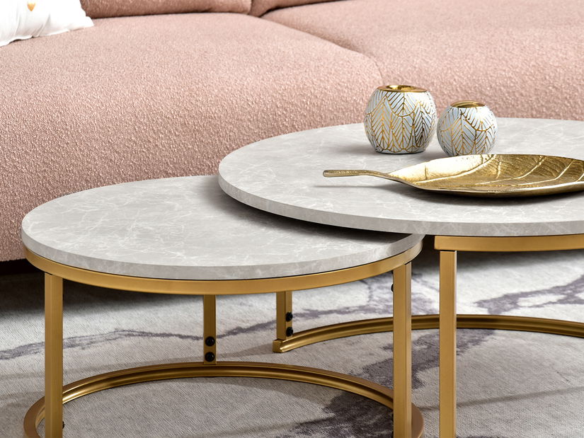 Dohányzóasztal Kolja Stolik S (szürke márvány + arany)