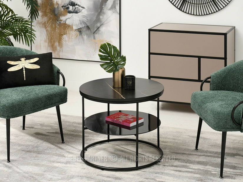 Stolić za kavu Ringo (crni mramor + crna)