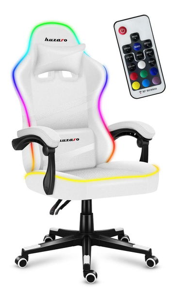 Fotoliu gaming Fusion 4.4 (alb + multicolor) (cu iluminat LED)