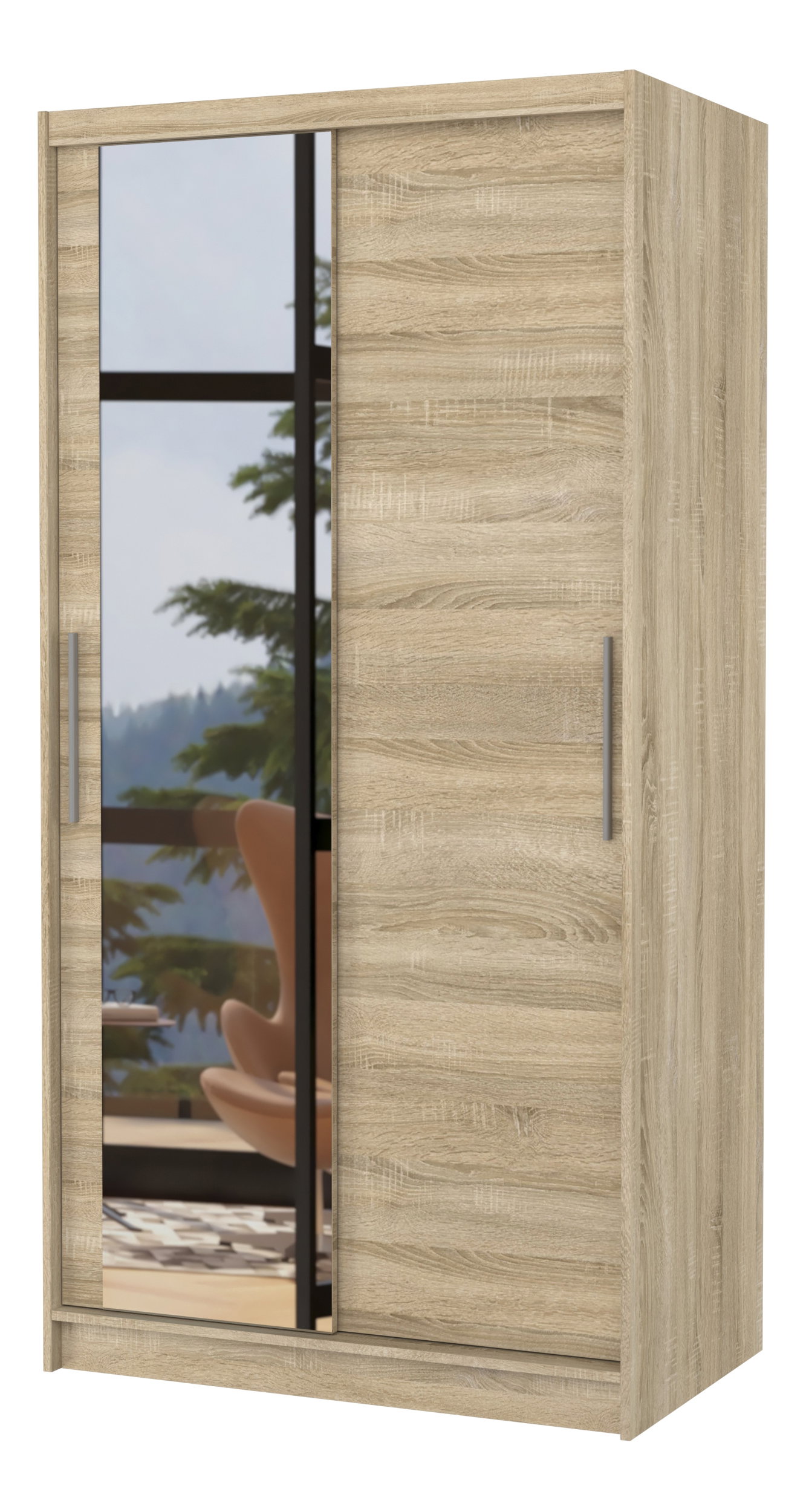 Dulap de haine Beral (Stejar sonoma) (cu oglindă)