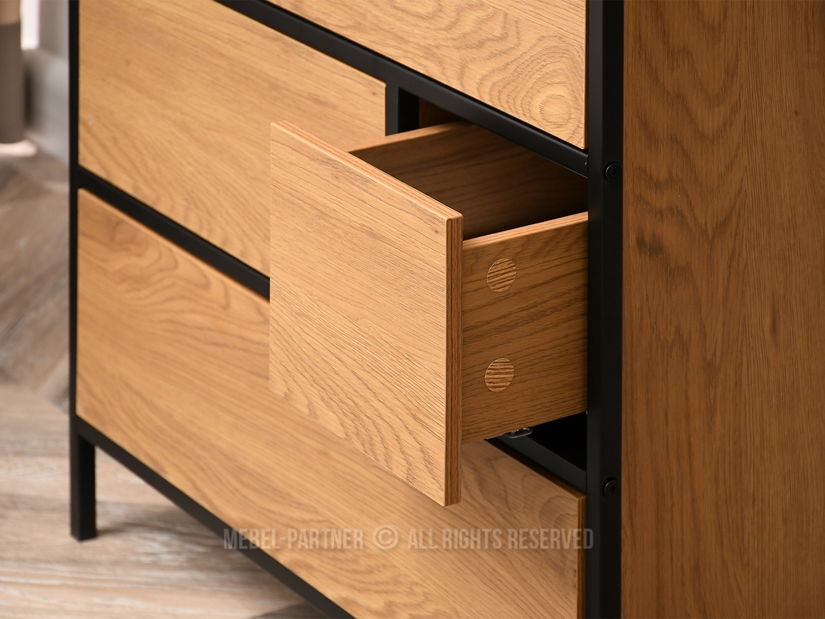 Comodă Soren Kom (stejar + negru)
