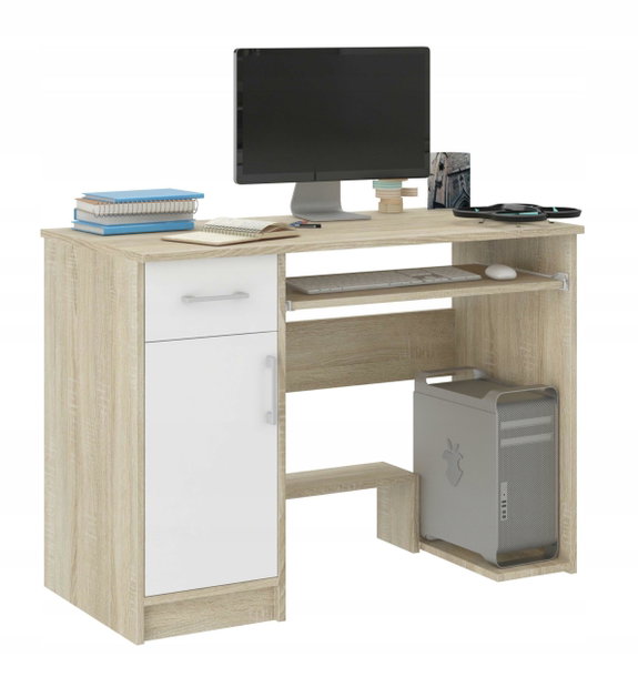 Masă PC Nolgo (stejar sonoma + alb)