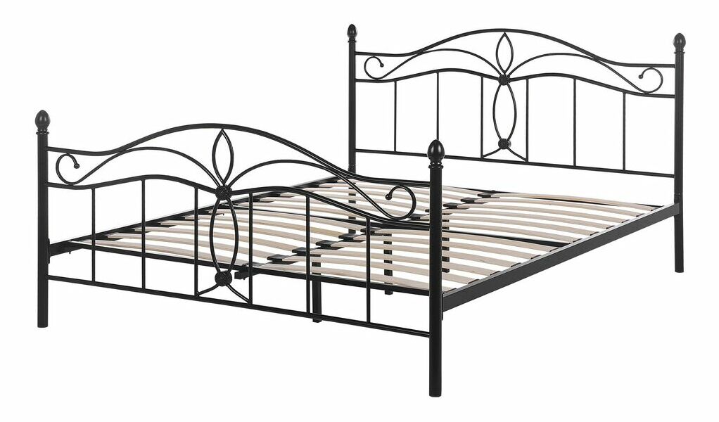 Manželská posteľ 140 cm Aicha (čierna) (s roštom)