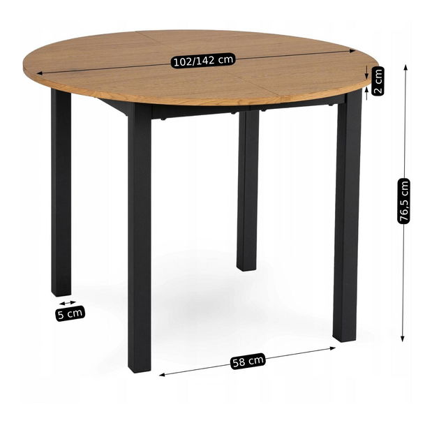 Rozkladací jedálenský stôl Klebanov (dub + čierna) (pre 4-6 osôb) *bazár