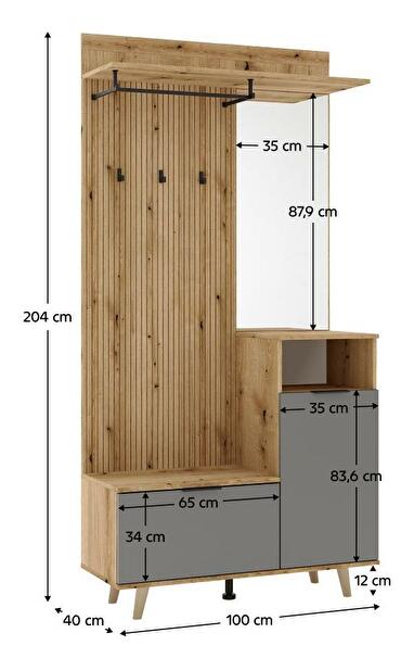 Komód Luvonut 2D3S LU4 (artisan tölgy + sötétzöld + fekete) 