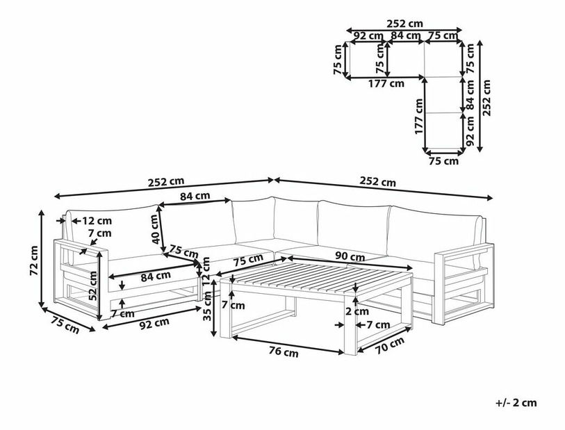 Kerti készlet Timza (sötétbarna fa)