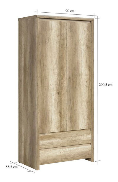 Dulap de haine Kasey SZF2D2S (Stejar monument)