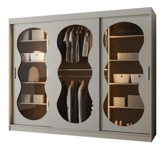 Dulap de haine 250 cm Boomer 3 (Cașmir) (cu iluminat)