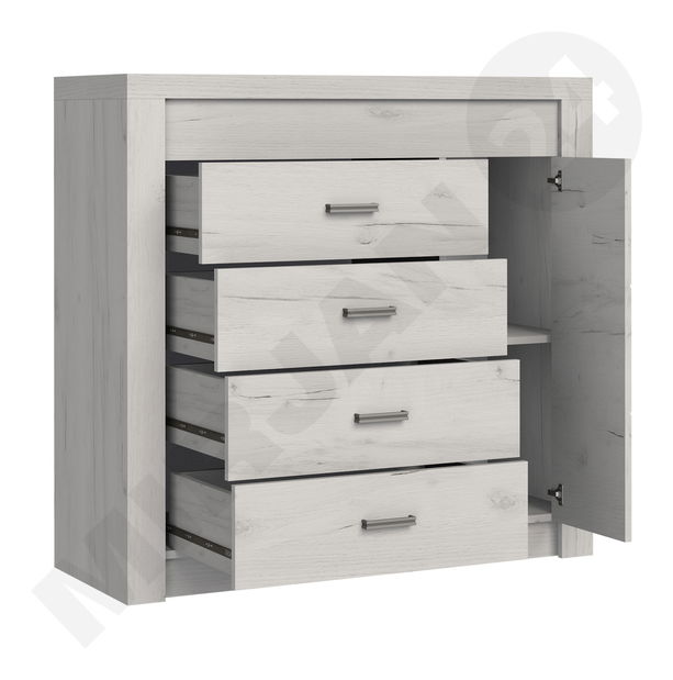 Comodă Nadenas N17 (Stejar craft Alb) (cu iluminat LED)