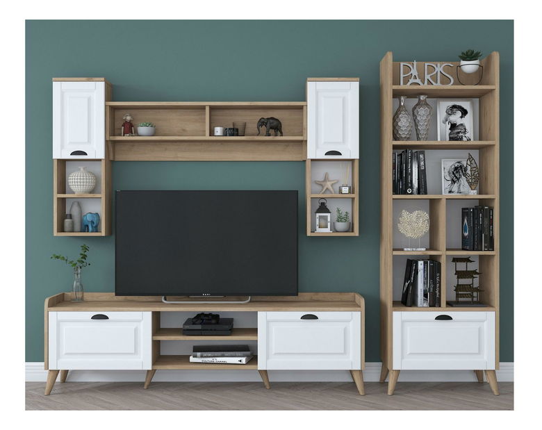 Set za dnevni boravak Kupode 5 (bijela + orah) 