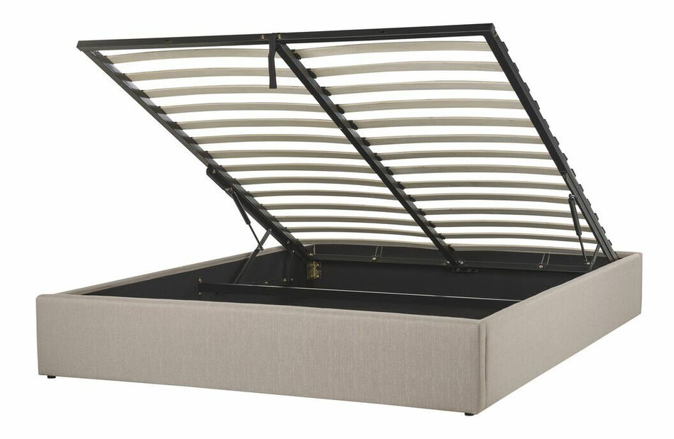 Bračni krevet 160 cm DIJON (s podnicom i prostorom za odlaganje) (bež)