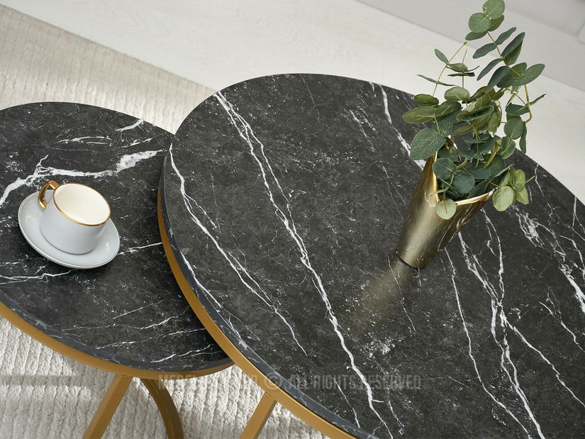 Konferenčný stolík Klara (čierny mramor + zlatá)