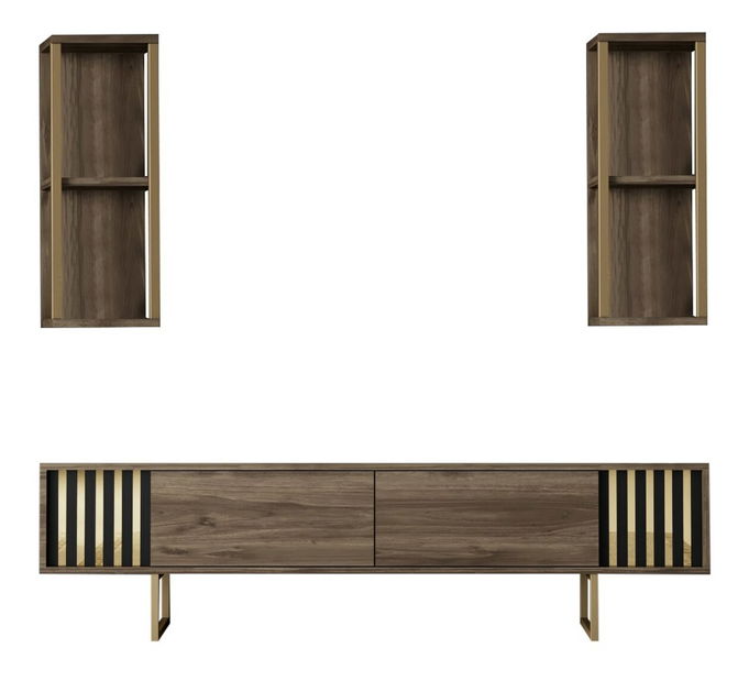 Zostava nábytku do obývacej izby Chromatic (Orech + Čierna)