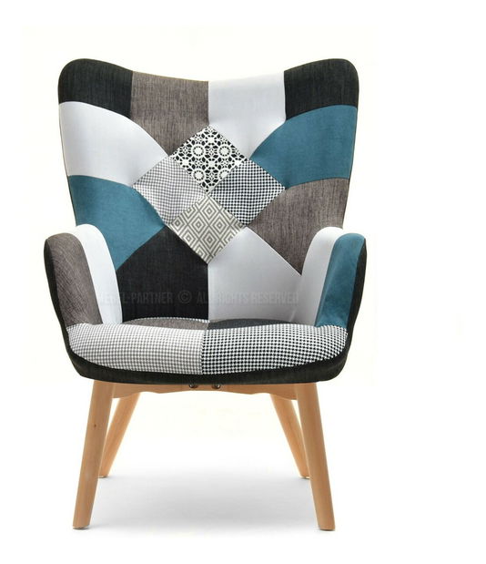 Kreslo Nutri (patchwork + čierna)