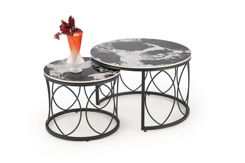 Dohányzóasztal szett (2 db.) Alexis (fekete márvány + fekete)