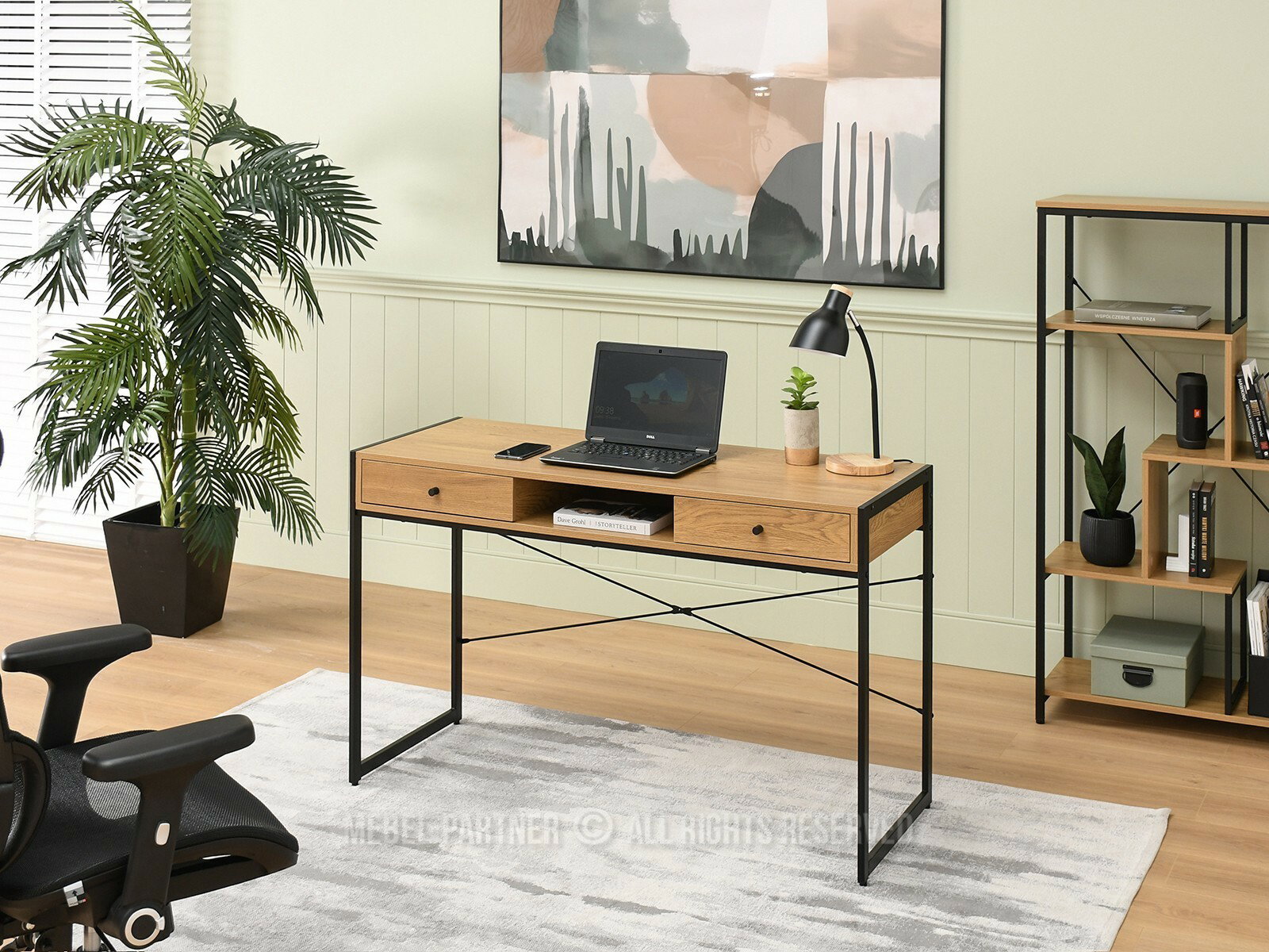 PC asztal Nills (tölgy + fekete)