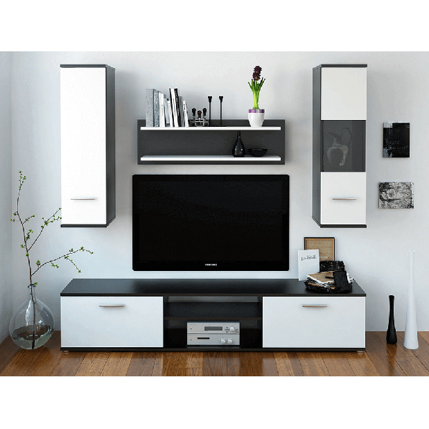 Mobilier living Waldron (negru + alb)