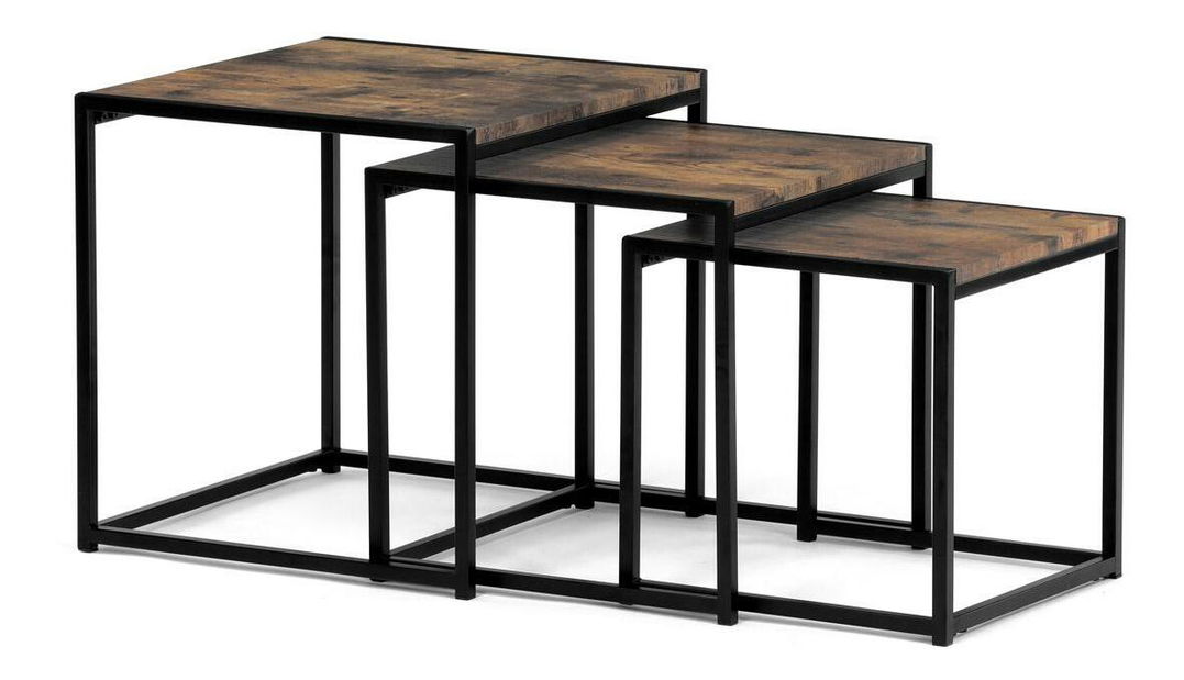 Set 3 konferenčných stolíkov Ascendio (old style wood)