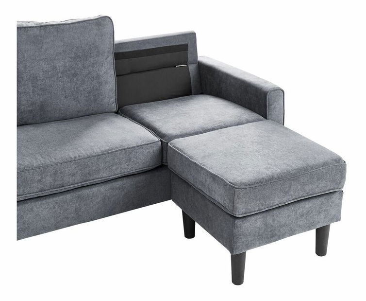 Pohovka trojsedačka Arran (tmavosivá) (s taburetkou)