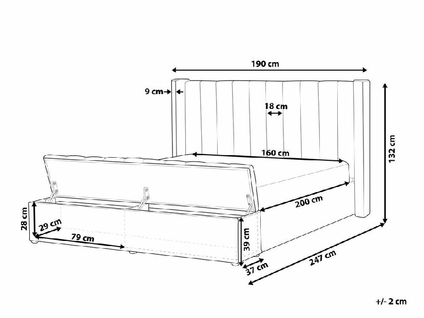 Franciaágy 160 cm Ortega Bonell (oliva zöld) (ágyráccsal és matraccal, és tárolóhellyel) (LED világítással)