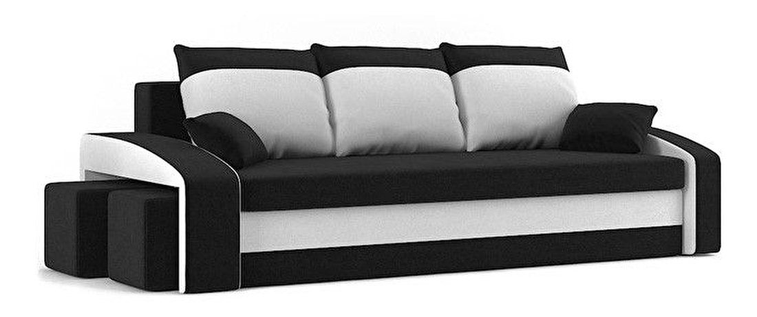 Sofa Hamida (crna + bijela) (s tabureom) 