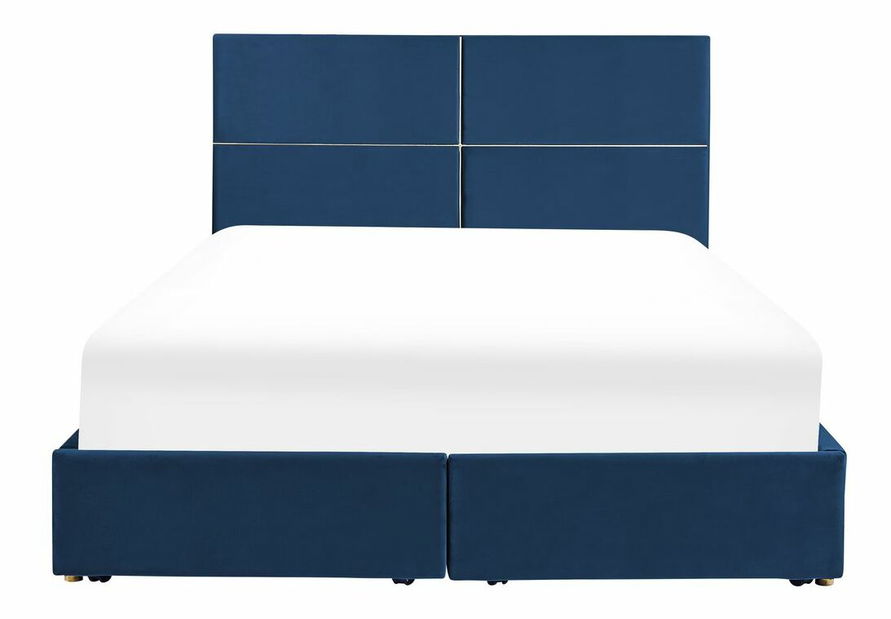 Pat matrimonial 180 cm Vissarion (albastru) (cu somieră și sp. depozitare)