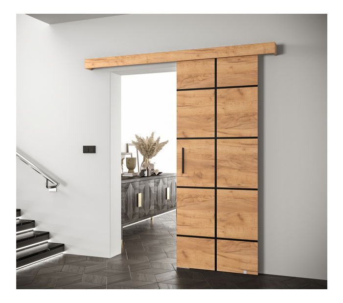 Klizna vrata 90 cm Sharlene III (craft zlatni + craft zlatni + crna)