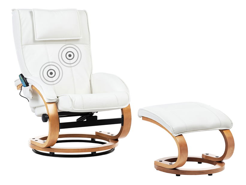 Masszázsfotel MAJENE (műbőr) (bézs) (taburettel)