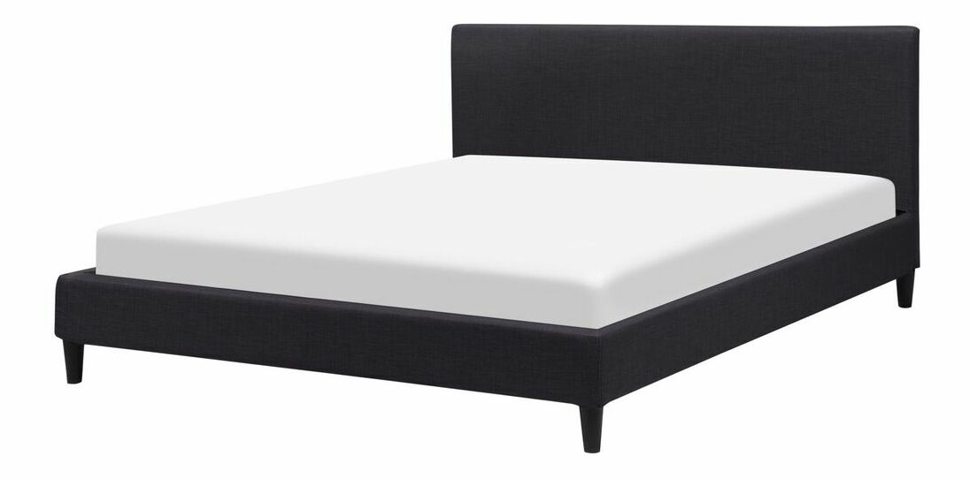 Manželská posteľ 160 cm FUTTI (s roštom a LED osvetlením) (čierna)