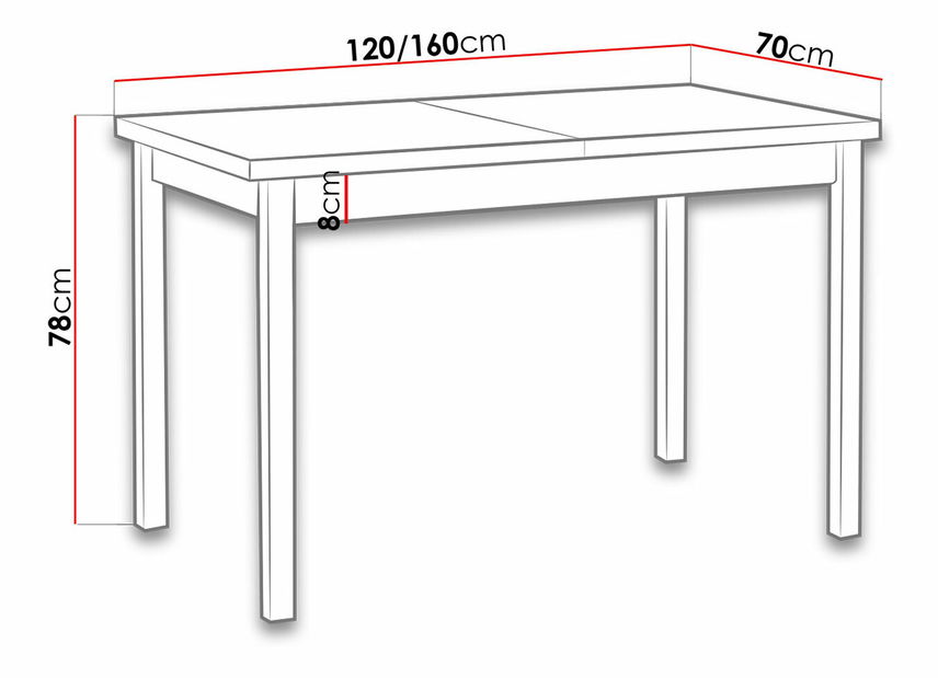 Széthúzható asztal Ewan 70 x 120+160 X (fehér) (B) *bazár