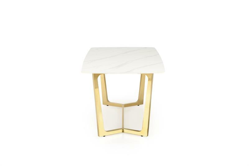 Blagovaonski stol Clementine (bijeli mramor + zlatna) (za 6 osoba)