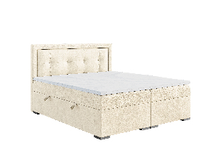Manželská posteľ Boxspring 140 cm Veronica (krémová) (s matracom a úl. priestorom)
