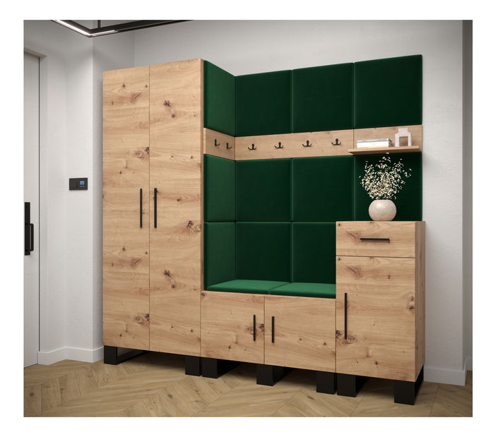 Előszobabútor Amanda 1 (artisan tölgy + zöld)