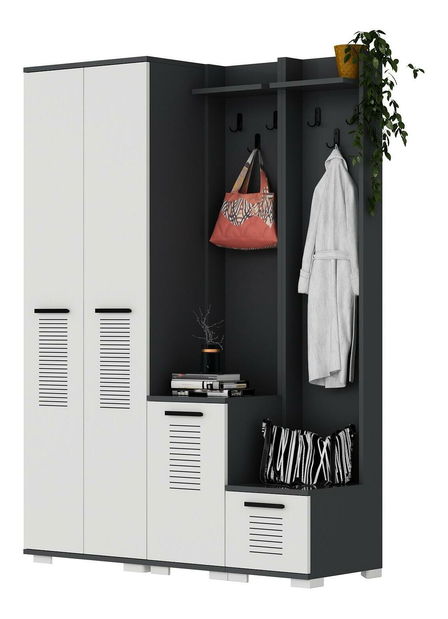 Predsieňová zostava Vipapo 2 (antracit + biela) 