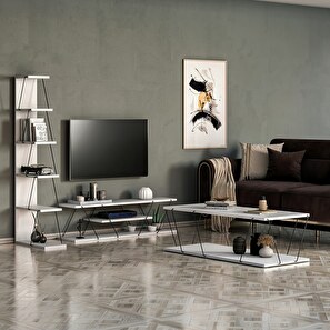 Mobilier living Essmie (Alb + Negru)