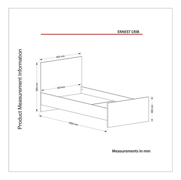 Pat de o persoană 90 cm Ernesto (Alb)