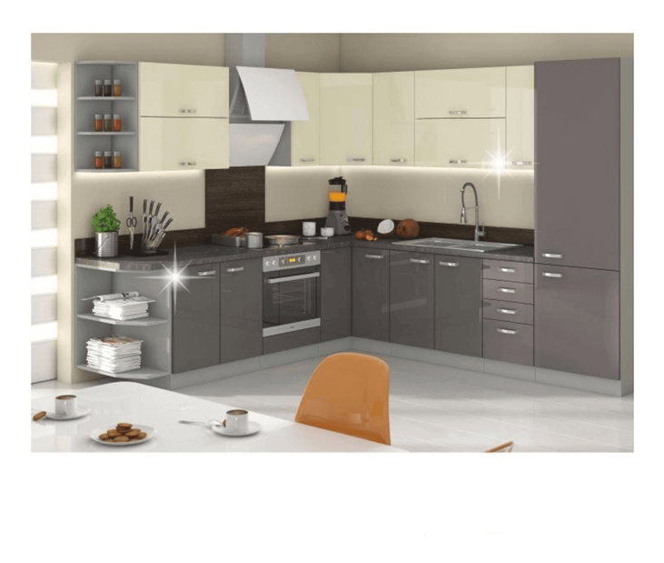 Potravinová kuchynská skrinka 40 DK-210 Pleitton (vysoký lesk sivý)