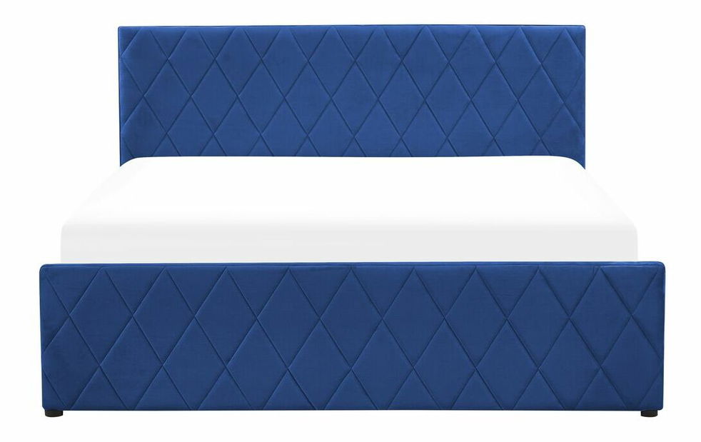 Manželská posteľ 160 cm Rhett (modrá) (s roštom a úložným priestorom)