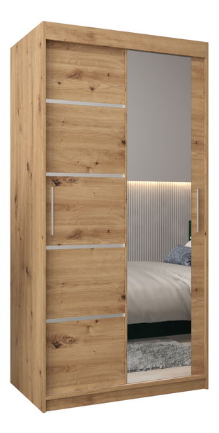 Dulap de haine 120 cm cu oglindă Verika 2 120 (stejar artisan)