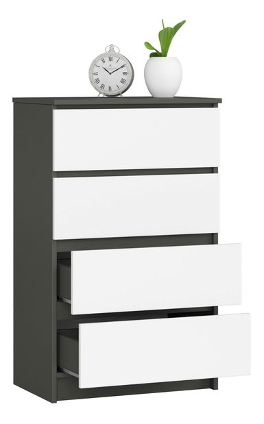 Komoda Kalista IV (grafit sivý + biela)