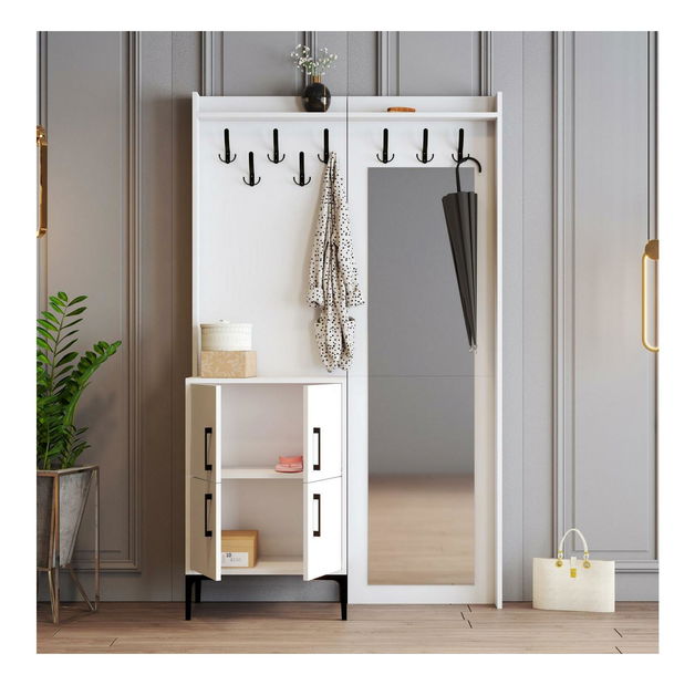 Előszoba fal Betina BC (fehér) (tükörrel)