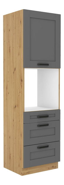 Potravinová kuchynská skrinka na rúru Lucid 60 DPS-210 3S1F (korpus: dub artisan + front: mdf dustgrey)