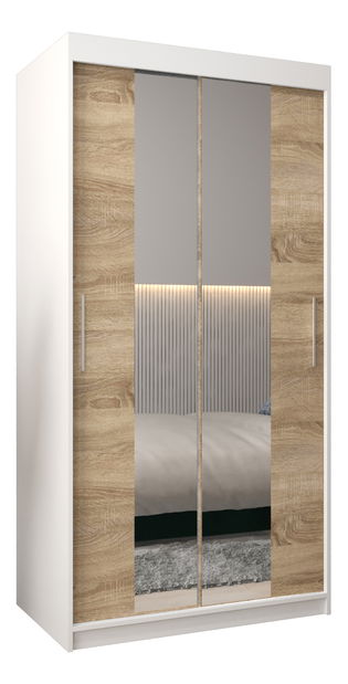 Ormar za garderobu 100 cm Toki 1 (bijela mat + hrast sonoma)
